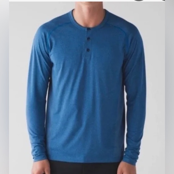 lululemon athletica Other - Lululemon Men's Metal Vent Tech Long Sleeve Henley Vibrant Blue shirt Size LG